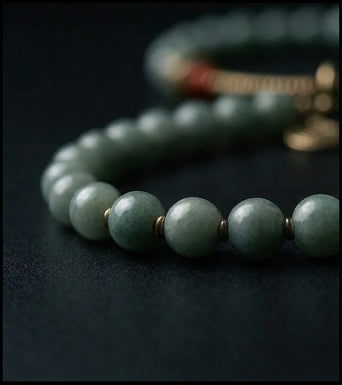 Bone & Knotted Silk Mala — detail